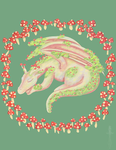 Mushroom Dragon Print